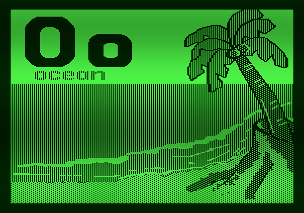 Charlie Brown's ABC's Apple II Screenshot: The ocean scene for "O".