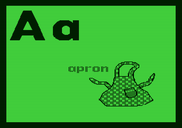 Charlie Brown's ABC's Apple II Screenshot: It's an apron for "A"!