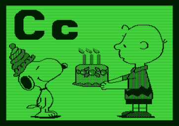 Charlie Brown's ABC's for Apple II - Snoopy blows out the candles.