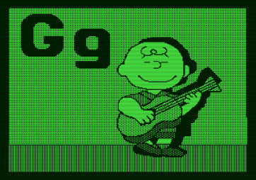 Charlie Brown's ABC's for Apple II - Charlie Brown demonstrates the guitar.