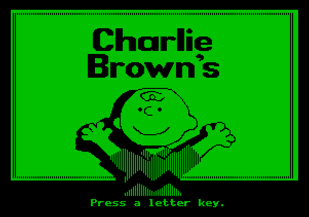 Charlie Brown's ABC's Apple II Screenshot: Charlie Brown in the animated introduction.