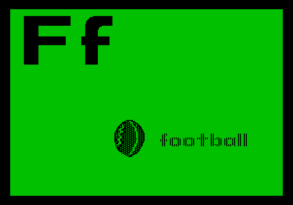 Charlie Brown's ABC's Apple II Screenshot: "F" is for football.
