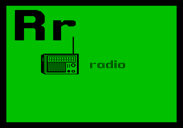 Charlie Brown's ABC's Apple II Screenshot: "R" is for radio.