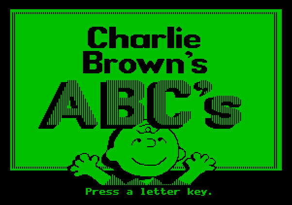 Charlie Brown's ABC's Apple II Screenshot: Title screen.