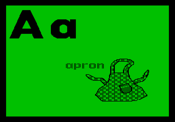Charlie Brown's ABC's Apple II Screenshot: It's an apron for "A"!