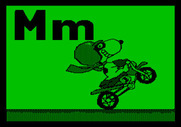 Charlie Brown's ABC's for Apple II - Snoopy rides a motorcycle...