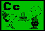 Charlie Brown's ABC's for Apple II - Snoopy blows out the candles.