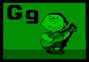 Charlie Brown's ABC's for Apple II - Charlie Brown demonstrates the guitar.