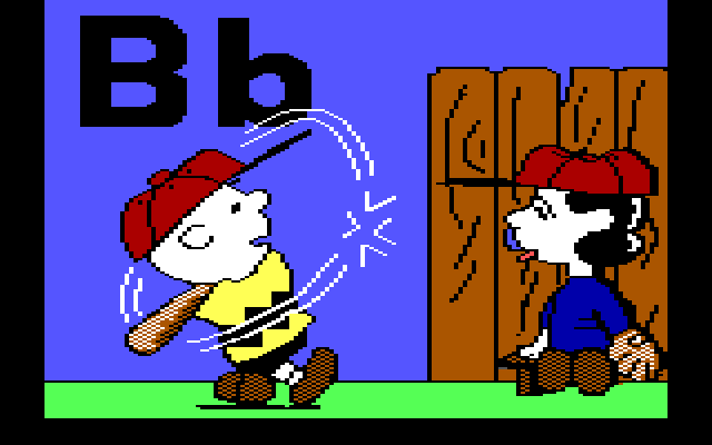 Charlie Brown's ABC's IBM PC/Compatibles Screenshot: Baseball time!