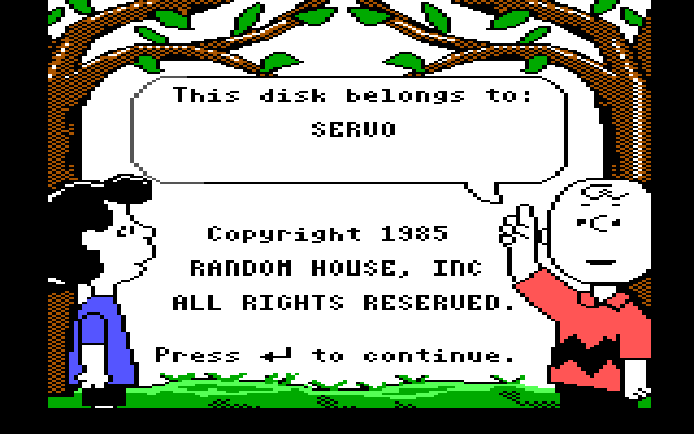 Charlie Brown's ABC's IBM PC/Compatibles Screenshot: First, enter your name...
