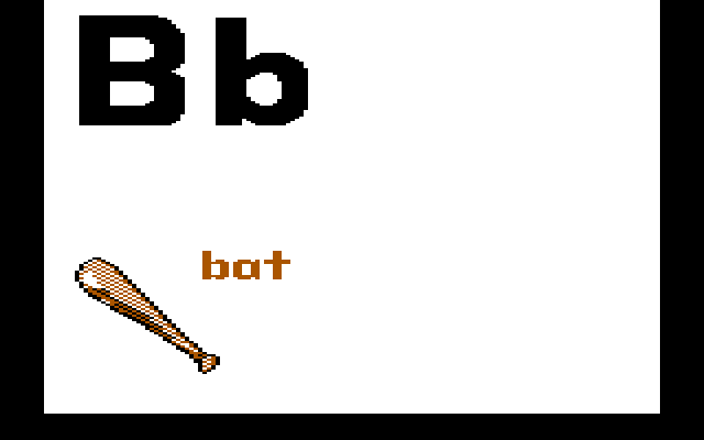 Charlie Brown's ABC's IBM PC/Compatibles Screenshot: "B" is for bat...