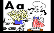 Charlie Brown's ABC's for IBM PC/Compatibles - Snoopy cooking in an apron.