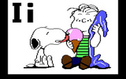 Charlie Brown's ABC's for IBM PC/Compatibles - Snoopy licks an ice cream cone.