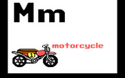 Charlie Brown's ABC's for IBM PC/Compatibles - "M" is for motorcycle.