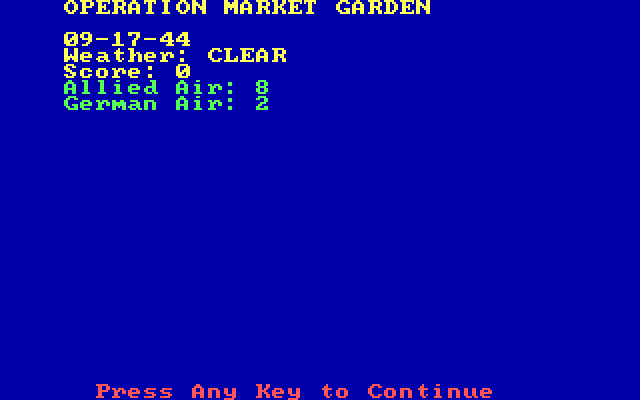 Operation Market Garden: Drive on Arnhem, September 1944 IBM PC/Compatibles Screenshot: Starting the game.