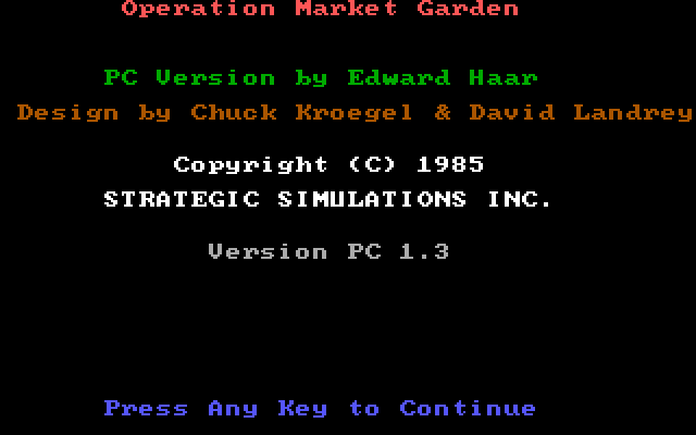 Operation Market Garden: Drive on Arnhem, September 1944 IBM PC/Compatibles Screenshot: Title screen.