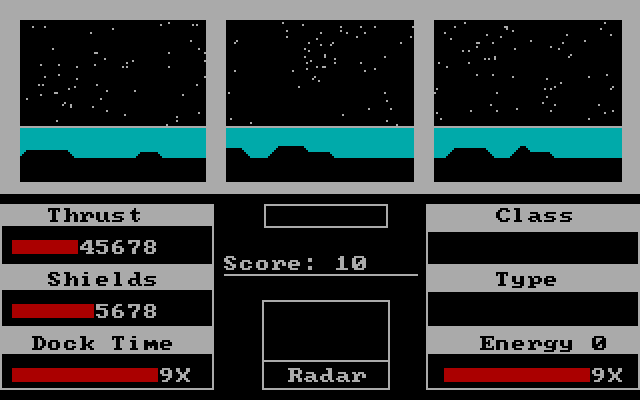 Orbital Defender IBM PC/Compatibles Screenshot: Waiting for the next opponent to appear...