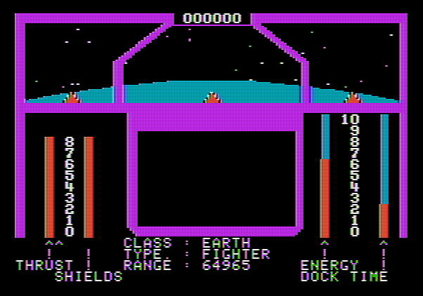 Orbital Defender Apple II Screenshot: Game start.