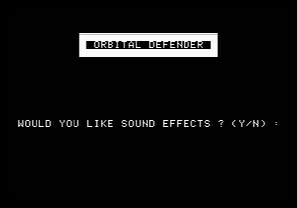 Orbital Defender Apple II Screenshot: Title screen.