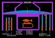 Orbital Defender for Apple II - Firing at a target...