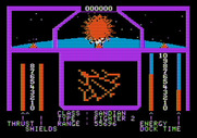 Orbital Defender for Apple II - Enemy fighter attacking!