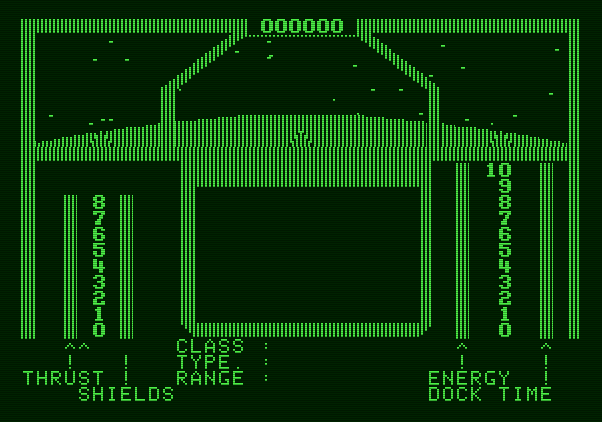 Orbital Defender Apple II Screenshot: Game start.