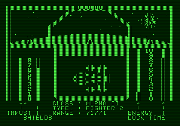 Orbital Defender Apple II Screenshot: Opponent destroyed...that will earn some points.