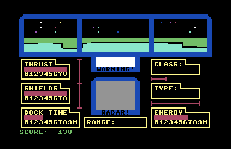 Orbital Defender Commodore 64 Screenshot: Waiting for another ship to appear...