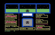 Orbital Defender for Commodore 64 - Docking with an Earth base.