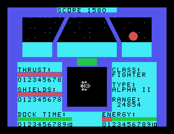 Orbital Defender TI-99/4A Screenshot: Another enemy fires at me...