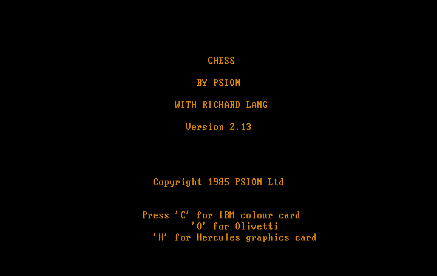 Chess IBM PC/Compatibles Screenshot: Title screen.