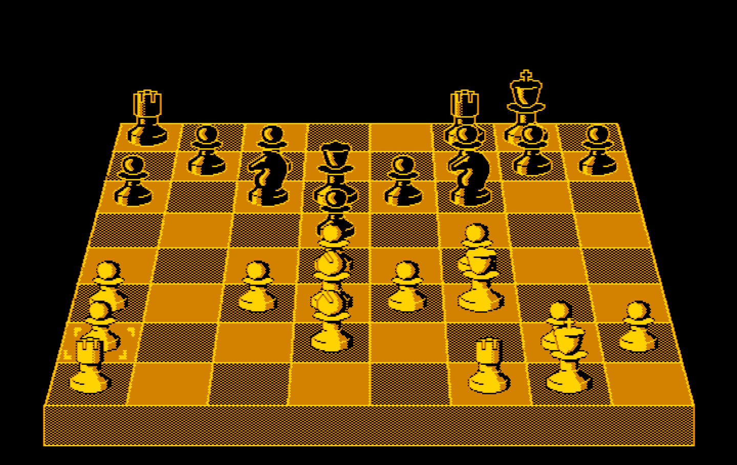 Chess IBM PC/Compatibles Screenshot: Pieces slowly being removed from the game board.