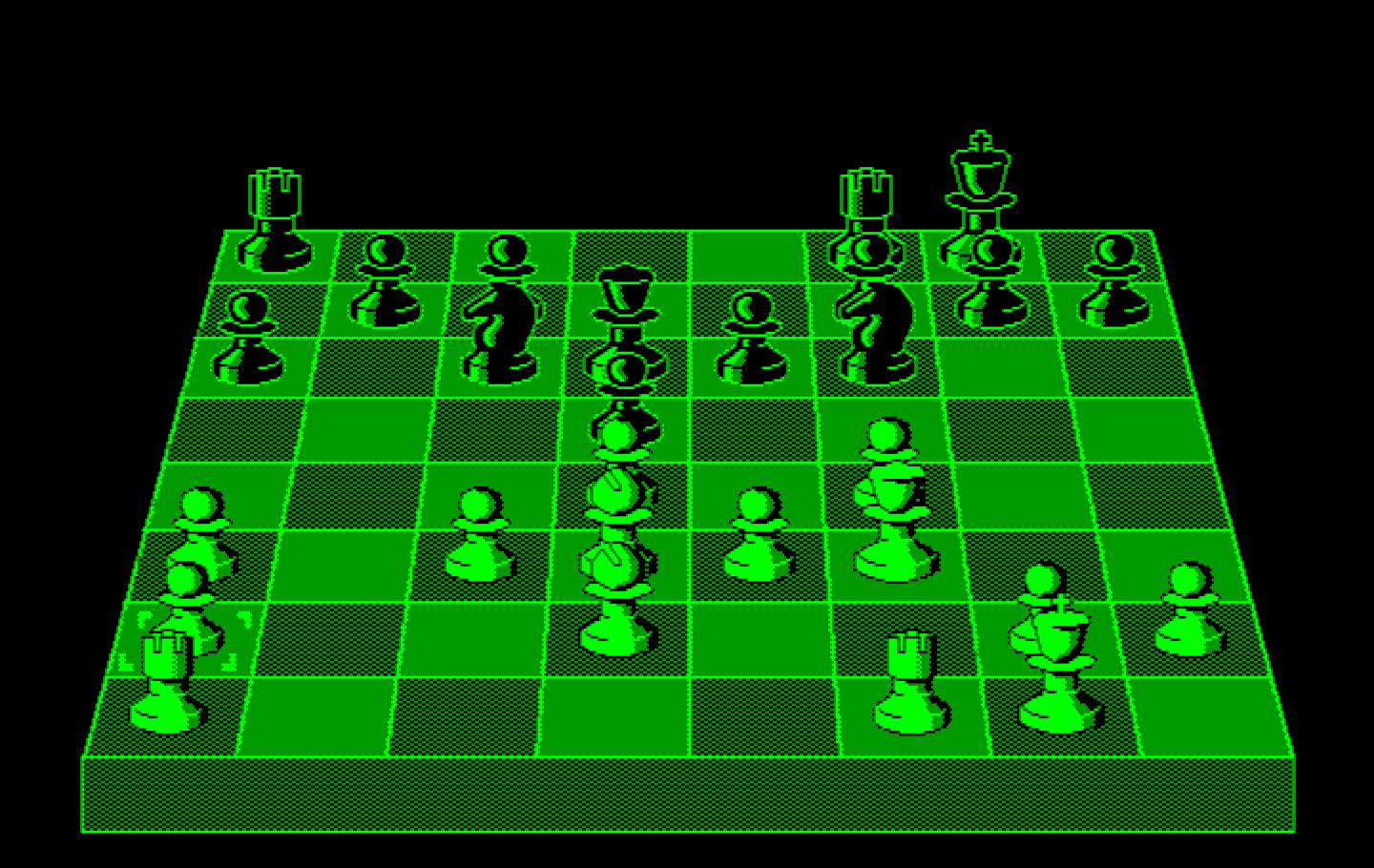 Chess IBM PC/Compatibles Screenshot: Pieces slowly being removed from the game board.