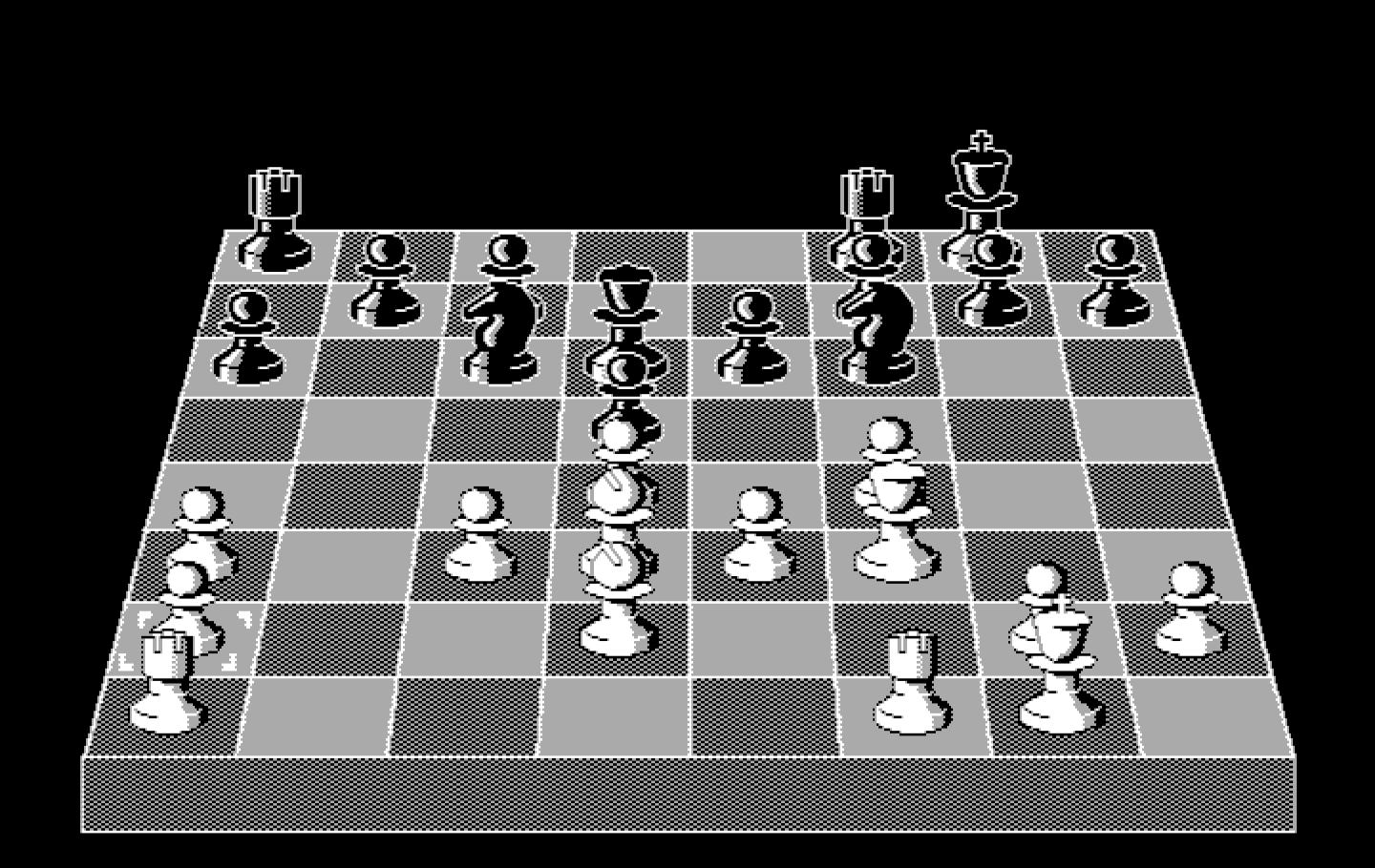 Chess IBM PC/Compatibles Screenshot: Pieces slowly being removed from the game board.