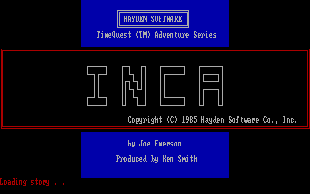 Inca IBM PC/Compatibles Screenshot: Title screen.
