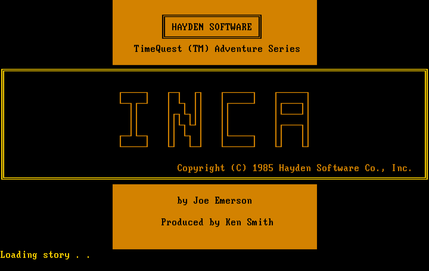 Inca IBM PC/Compatibles Screenshot: Title screen.