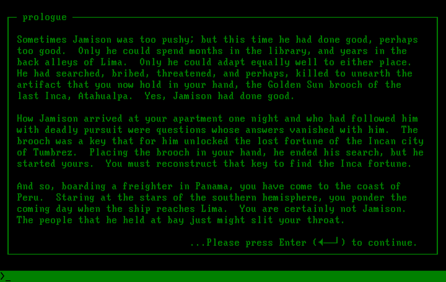 Inca IBM PC/Compatibles Screenshot: Part of the story introduction...