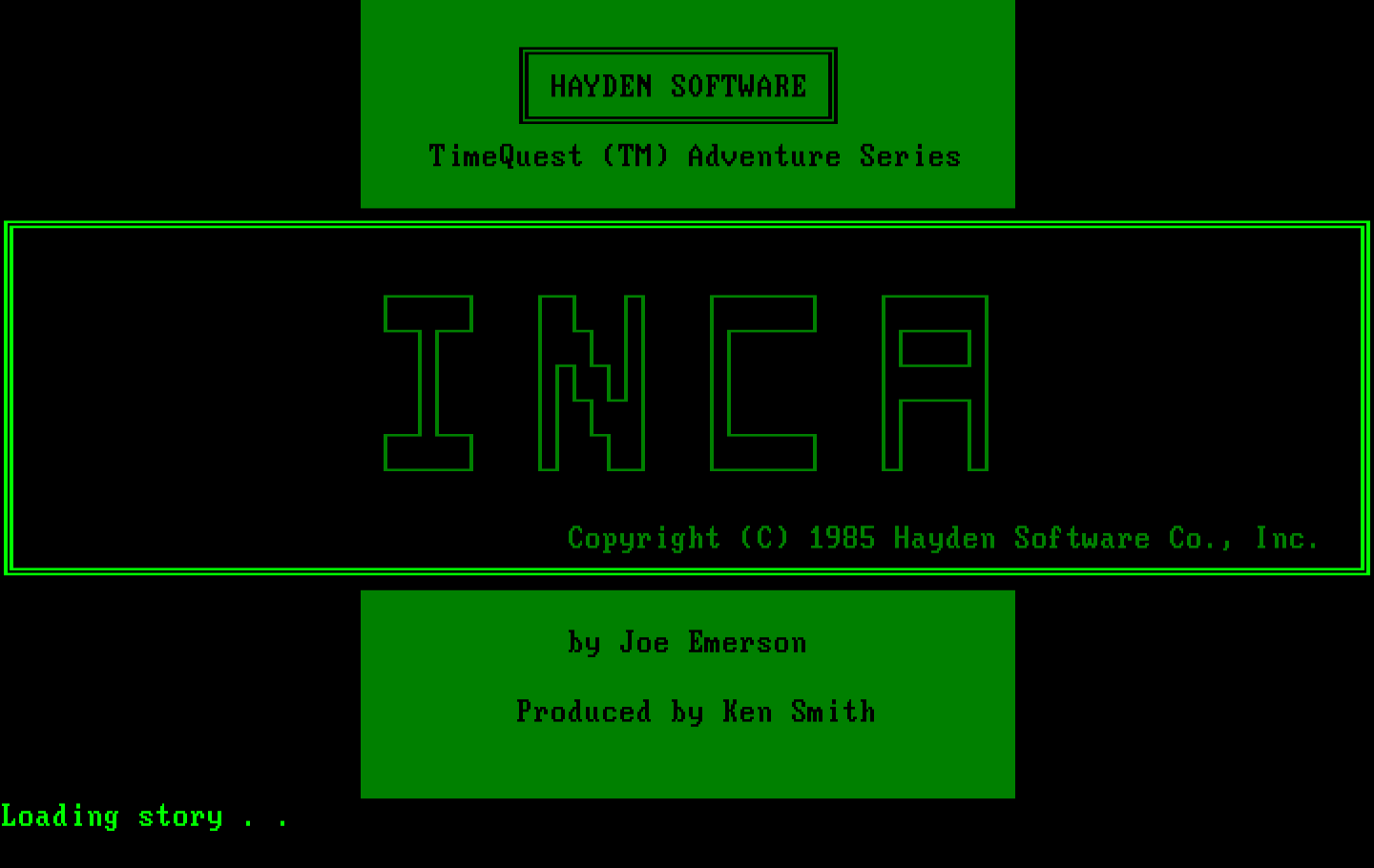 Inca IBM PC/Compatibles Screenshot: Title screen.