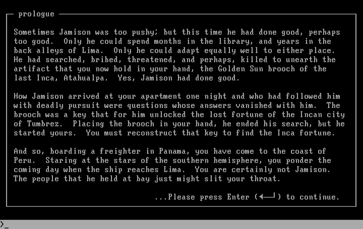 Inca IBM PC/Compatibles Screenshot: Part of the story introduction...