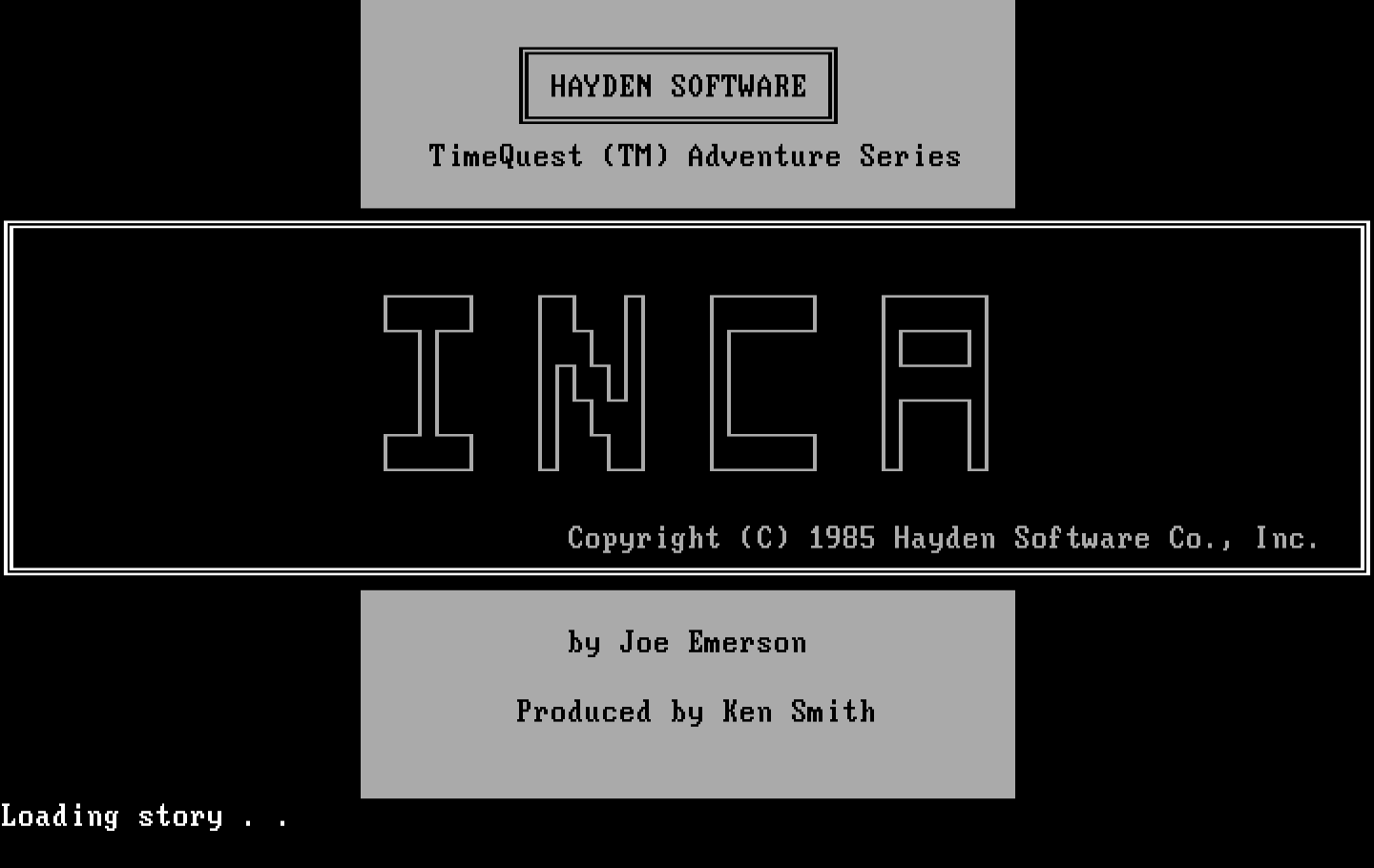 Inca IBM PC/Compatibles Screenshot: Title screen.