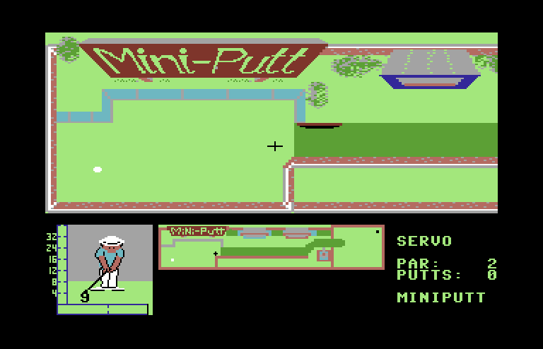 Mini-Putt Commodore 64 Screenshot: Starting another round of Mini-Putt!