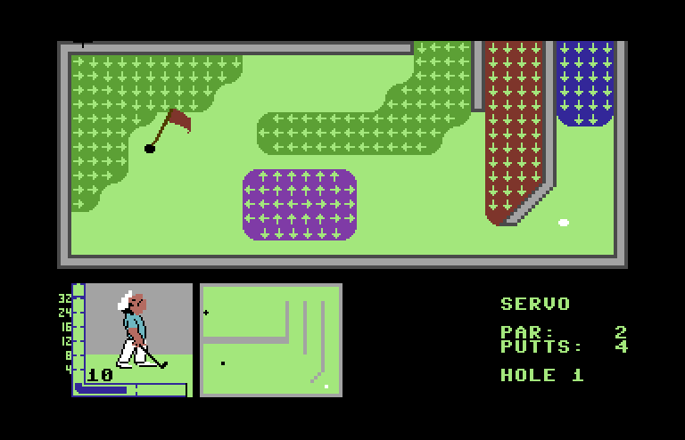 Mini-Putt Commodore 64 Screenshot: Here's the hole...