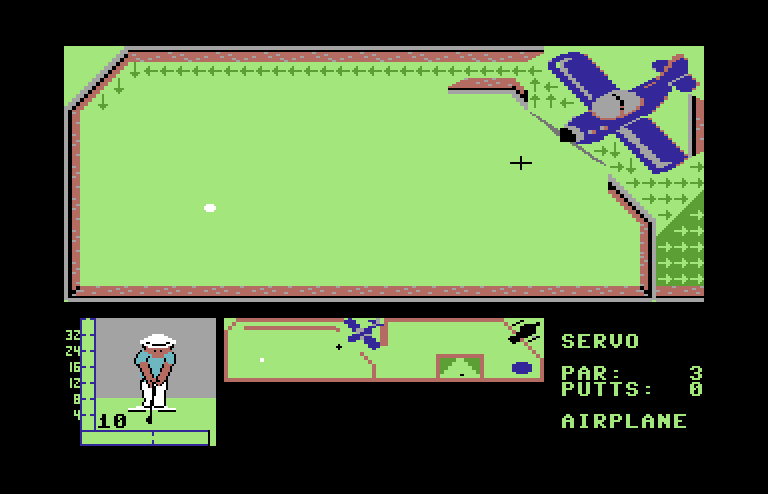 Mini-Putt Commodore 64 Screenshot: The plane propeller gets in the way here.