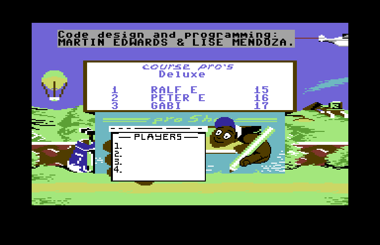 Mini-Putt Commodore 64 Screenshot: Set up the players, then begin!