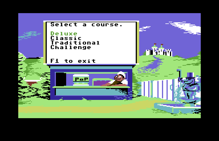 Mini-Putt Commodore 64 Screenshot: Select a course.