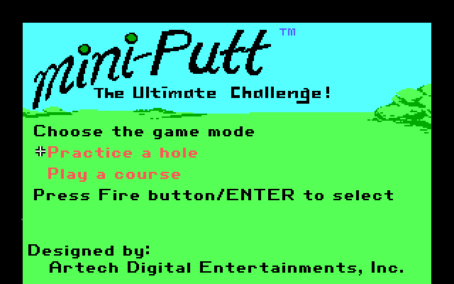 Mini-Putt IBM PC/Compatibles Screenshot: The main menu.