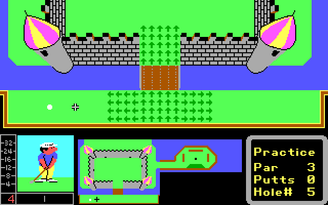 Mini-Putt IBM PC/Compatibles Screenshot: The castle hole is tricky...