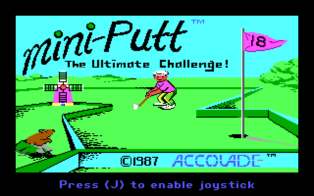 Mini-Putt IBM PC/Compatibles Screenshot: Title screen.