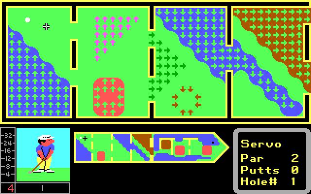 Mini-Putt IBM PC/Compatibles Screenshot: The first hole of the challenging course.
