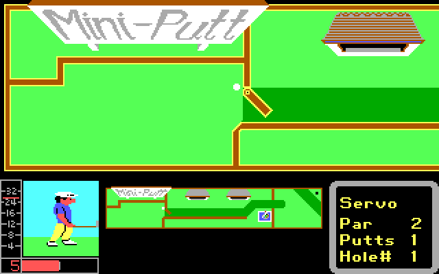 Mini-Putt IBM PC/Compatibles Screenshot: On this hole you need to time your shot with a moving gate.
